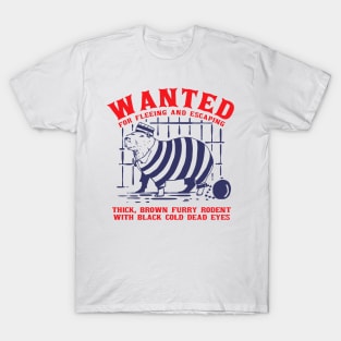 Funny Capybara wanted with prisoner outfit T-Shirt